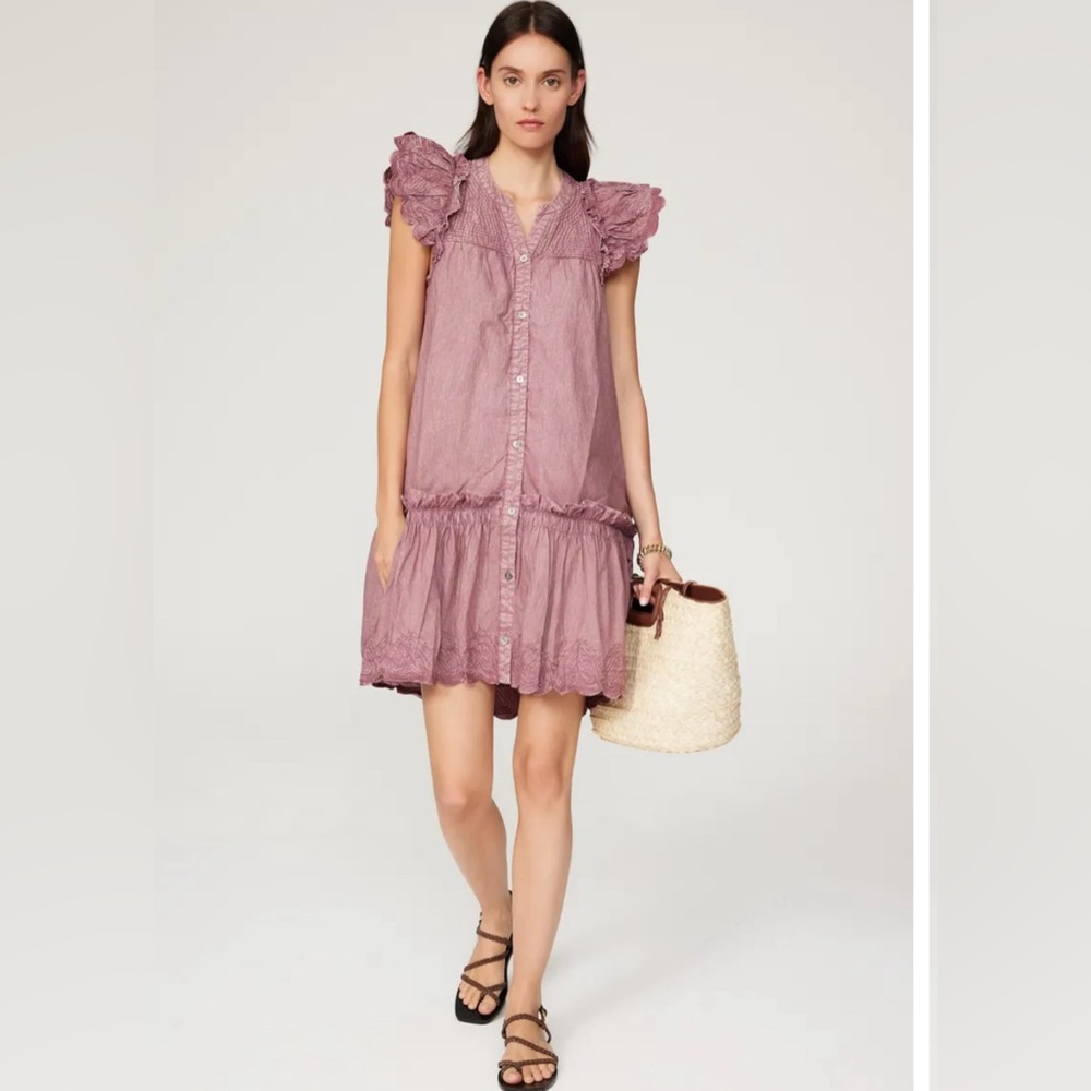 Sea New York Women’s Heidi Heart Quilt Tunic Purple Ruffle Dress Size M